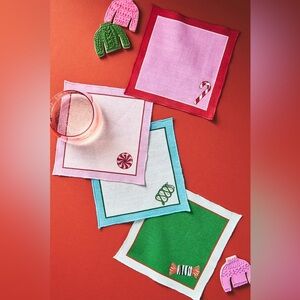 Anthropologie BonBon Cocktail Napkins, Set of 4 New 6" square